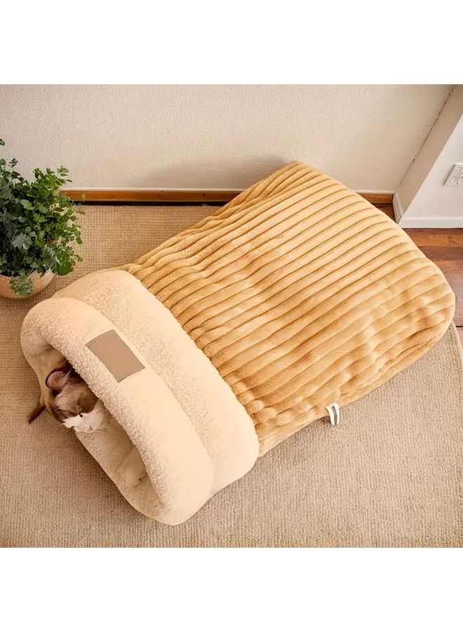 Milky Cat Winter Sleeping Bag Soft Plush Cat Sack Cave Bed Washable For Indoor Cats - Image 2